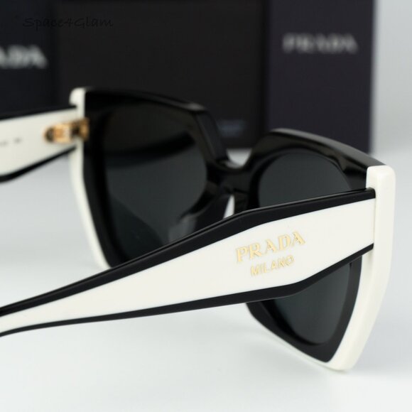 Prada Women Sunglasses Black Dark Grey Square PR15WSF 09Q5S0 BRAND NEW - Picture 6 of 11